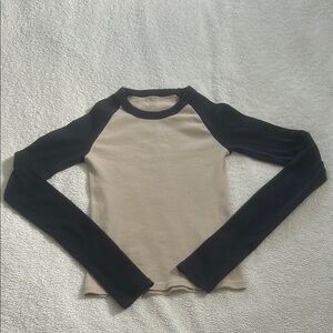 John Galt/Brandy Melville black & tan shirt